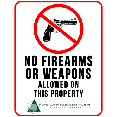 Loss Control Safety Sign - No Firearms or Weapons Allowed on this Property